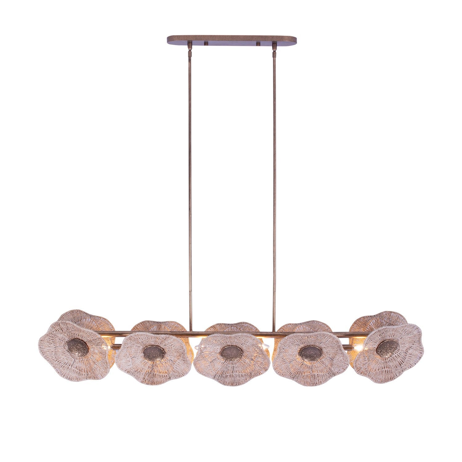 Product photo of the Poppy Five Light Island Pendant in Pearlized Antique Brass ( SKU# 522568PAB )