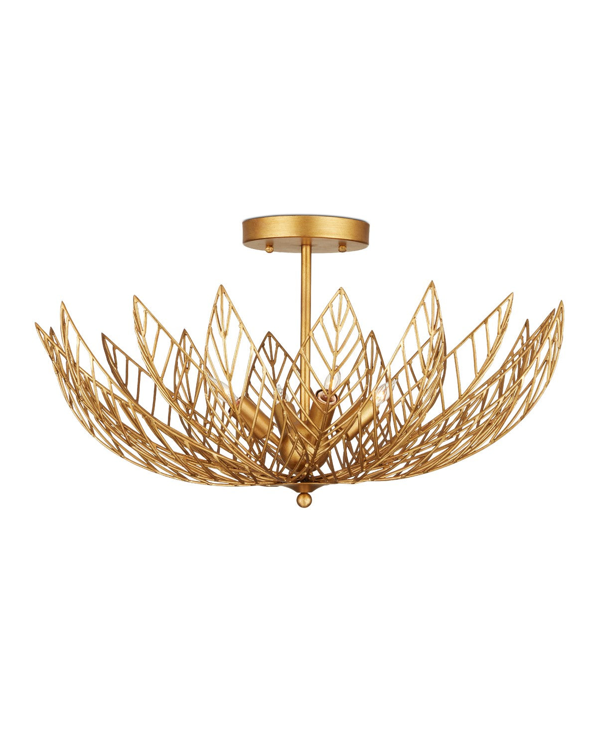 Product photo of the Leaflace Four Light Semi-Flush Mount in Contemporary Gold Leaf/Contemporary Gold ( SKU# 9000-1228 )