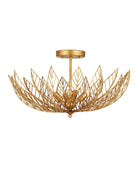 Product photo of the Leaflace Four Light Semi-Flush Mount in Contemporary Gold Leaf/Contemporary Gold ( SKU# 9000-1228 )