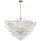Product photo of the Talia LED Chandelier in Burnished Silver Leaf and Clear Swirled Glass ( SKU# JN 5122BSL/CG )