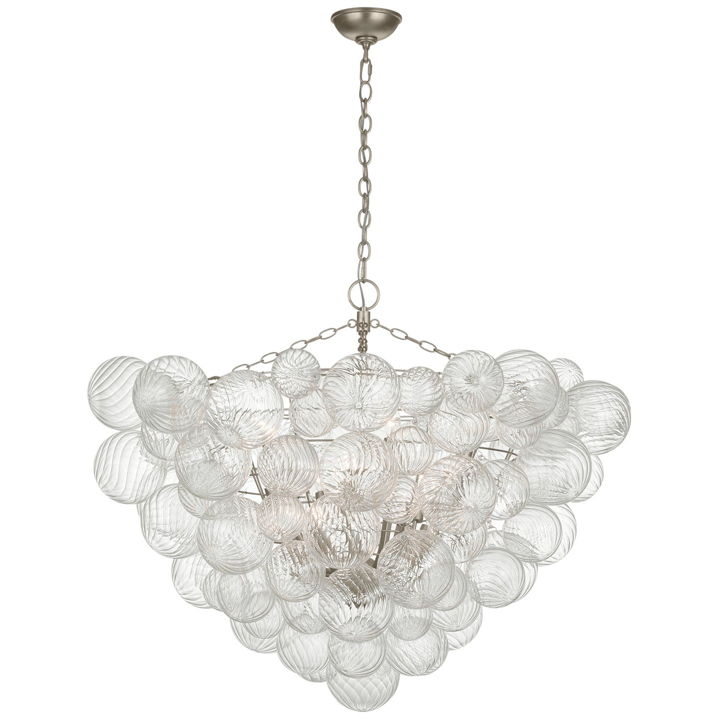 Product photo of the Talia LED Chandelier in Burnished Silver Leaf and Clear Swirled Glass ( SKU# JN 5122BSL/CG )