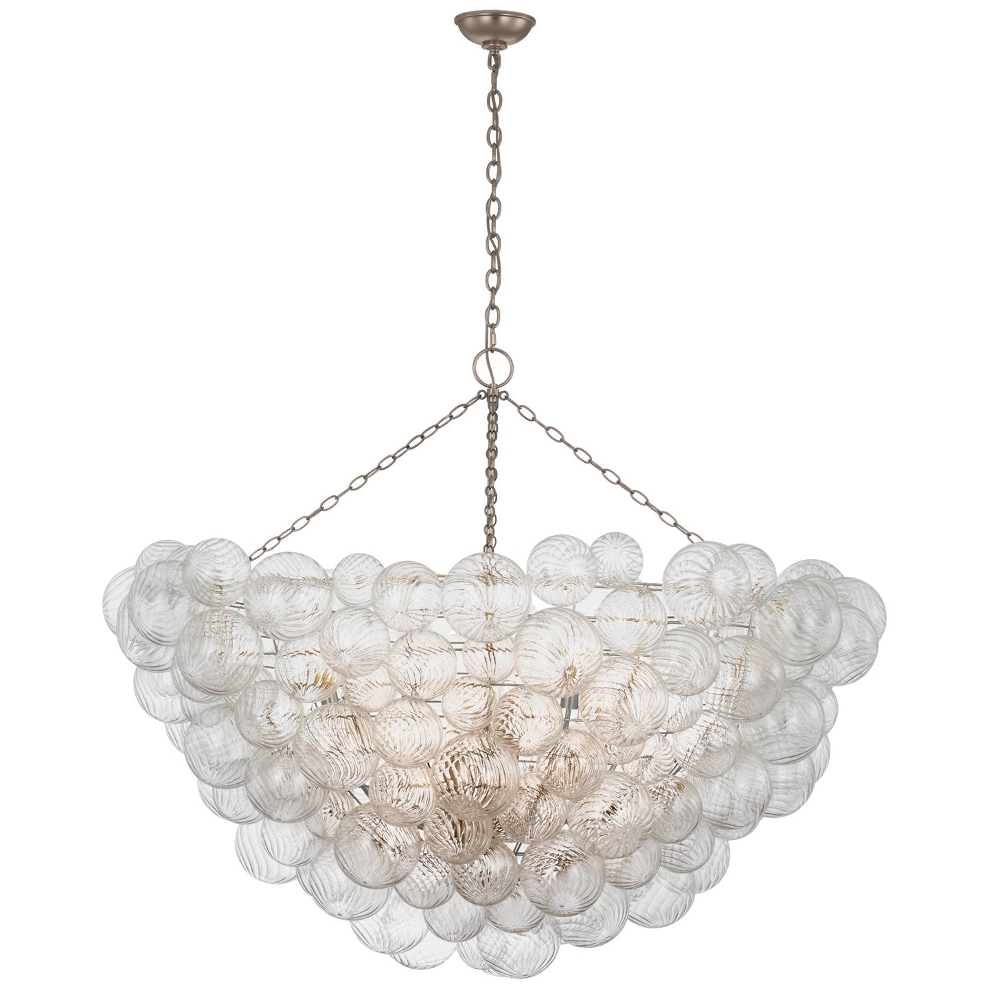 Product photo of the Talia LED Chandelier in Burnished Silver Leaf and Clear Swirled Glass ( SKU# JN 5123BSL/CG )