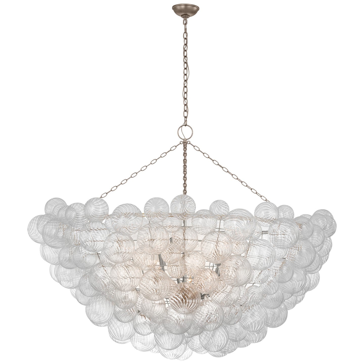 Product photo of the Talia LED Chandelier in Burnished Silver Leaf and Clear Swirled Glass ( SKU# JN 5124BSL/CG )
