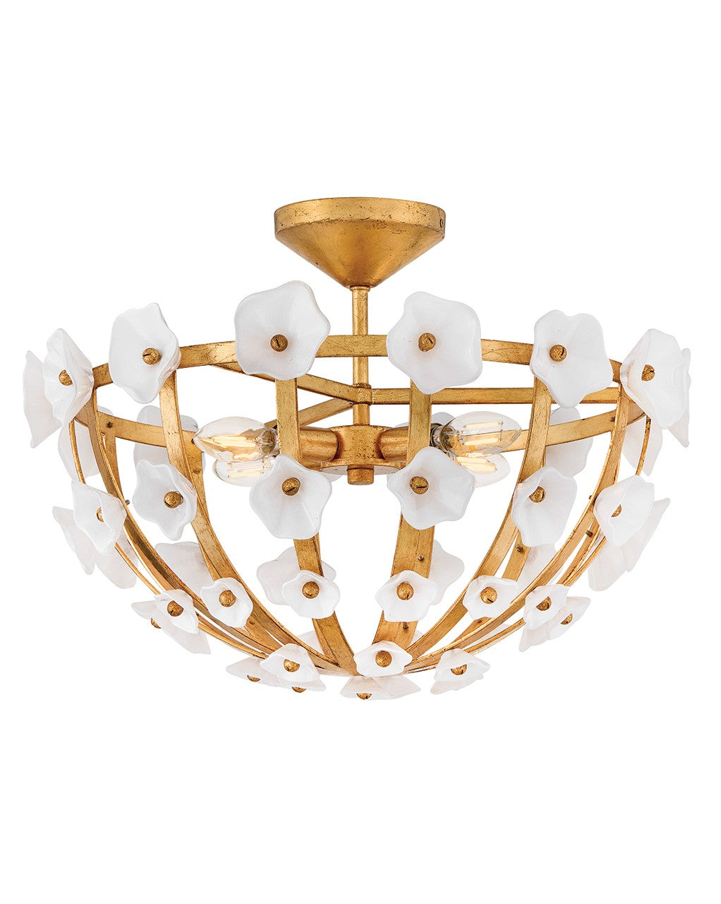 Product photo of the Azalea LED Semi-Flush Mount in Distressed Brass ( SKU# FR41633DA )