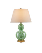 One Light Table Lamp in Green / Textured Antique Gold Leaf ( SKU# 6000-0975 )