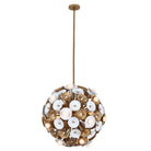 Product photo of the Damask 28 Light Pendant in White and Vintage Brass ( SKU# 520356WVB )