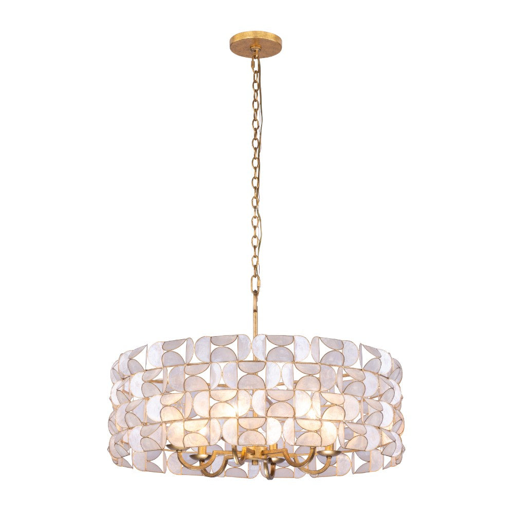 Product photo of the Crescent Six Light Pendant in Oxidized Gold Leaf ( SKU# 520555OL )