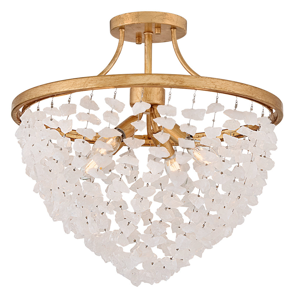 Product photo of the Myra LED Semi-Flush Mount in Distressed Brass ( SKU# FR41593DA )