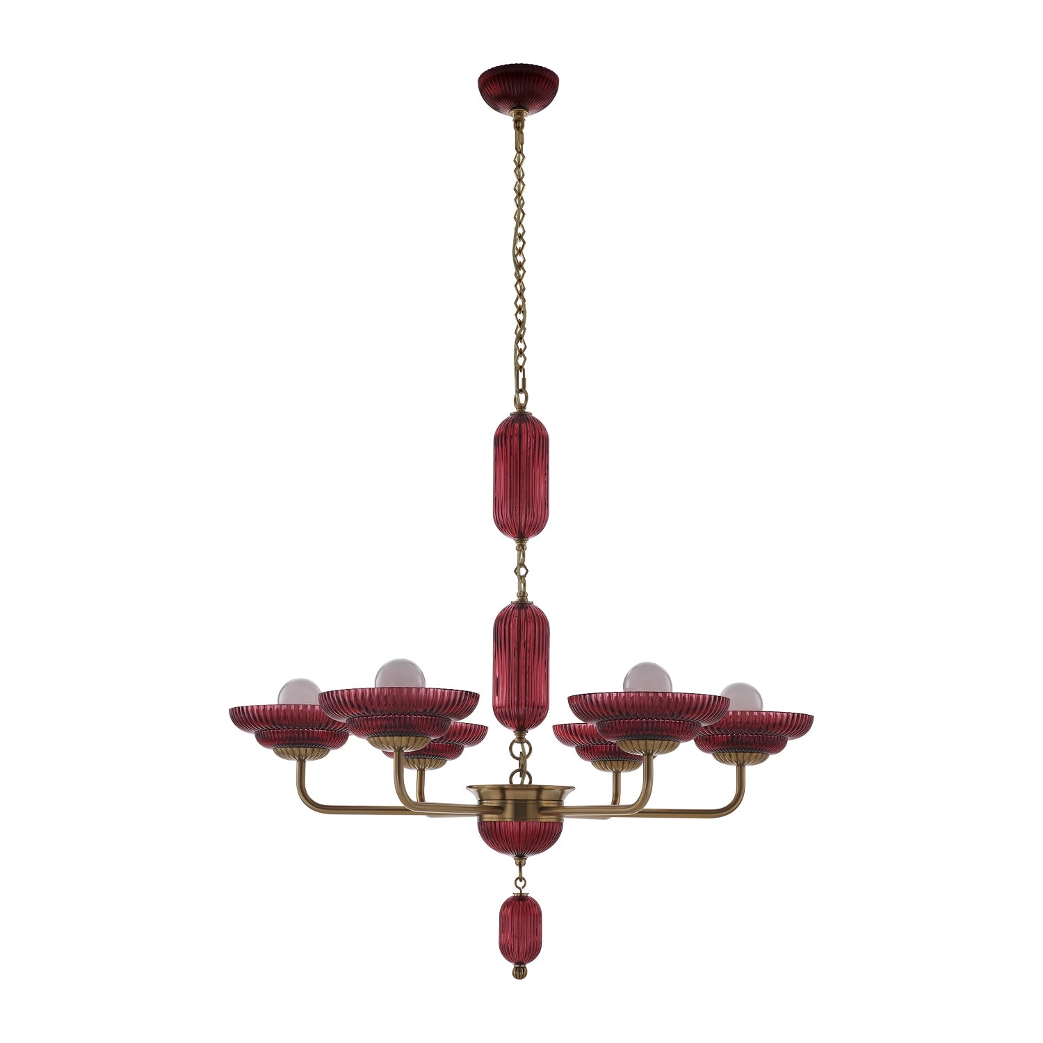 Product photo of the Verde Six Light Chandelier in Satin Brass ( SKU# 519671STB/MGNT )