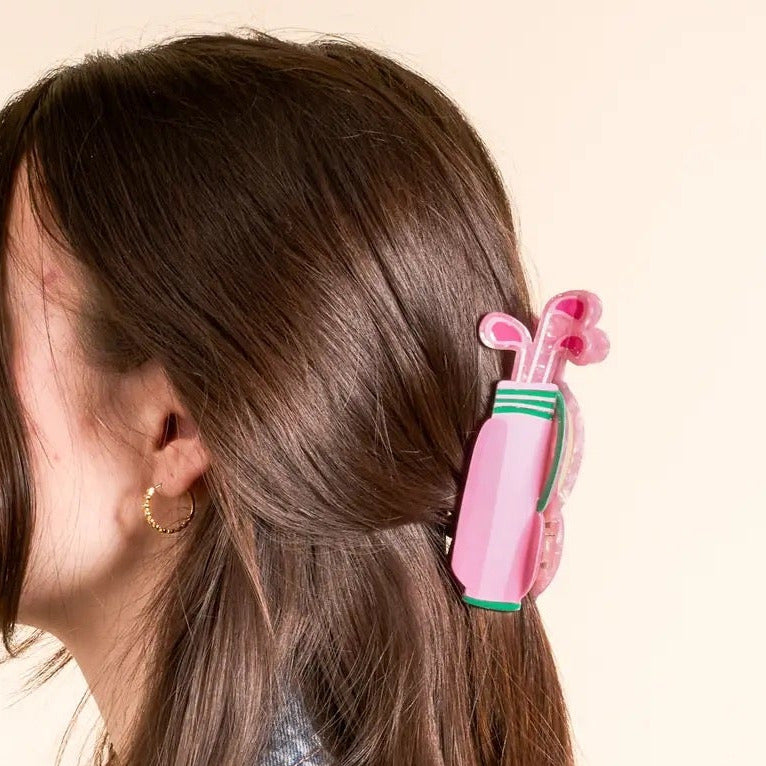 Pink Golf Clubs Hair Claw