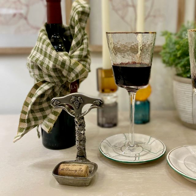 Pewter Corkscrew and Cork Holder