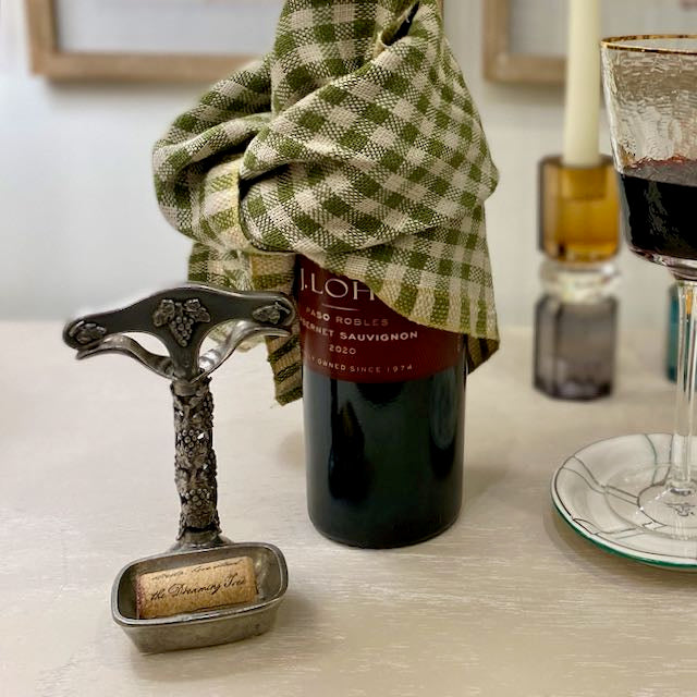 Pewter Corkscrew and Cork Holder