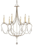 Product photo of the Crystal Lights Six Light Chandelier in Silver Leaf/Clear ( SKU# 9890 )