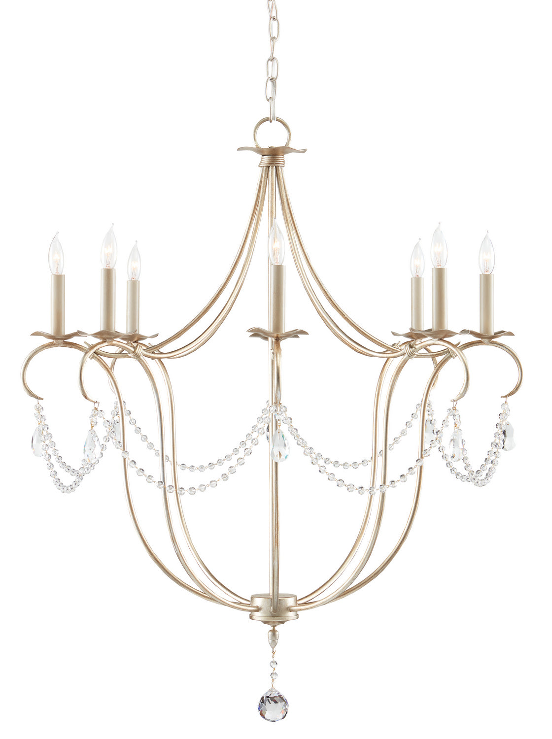 Product photo of the Crystal Lights Eight Light Chandelier in Silver Leaf/Clear ( SKU# 9891 )