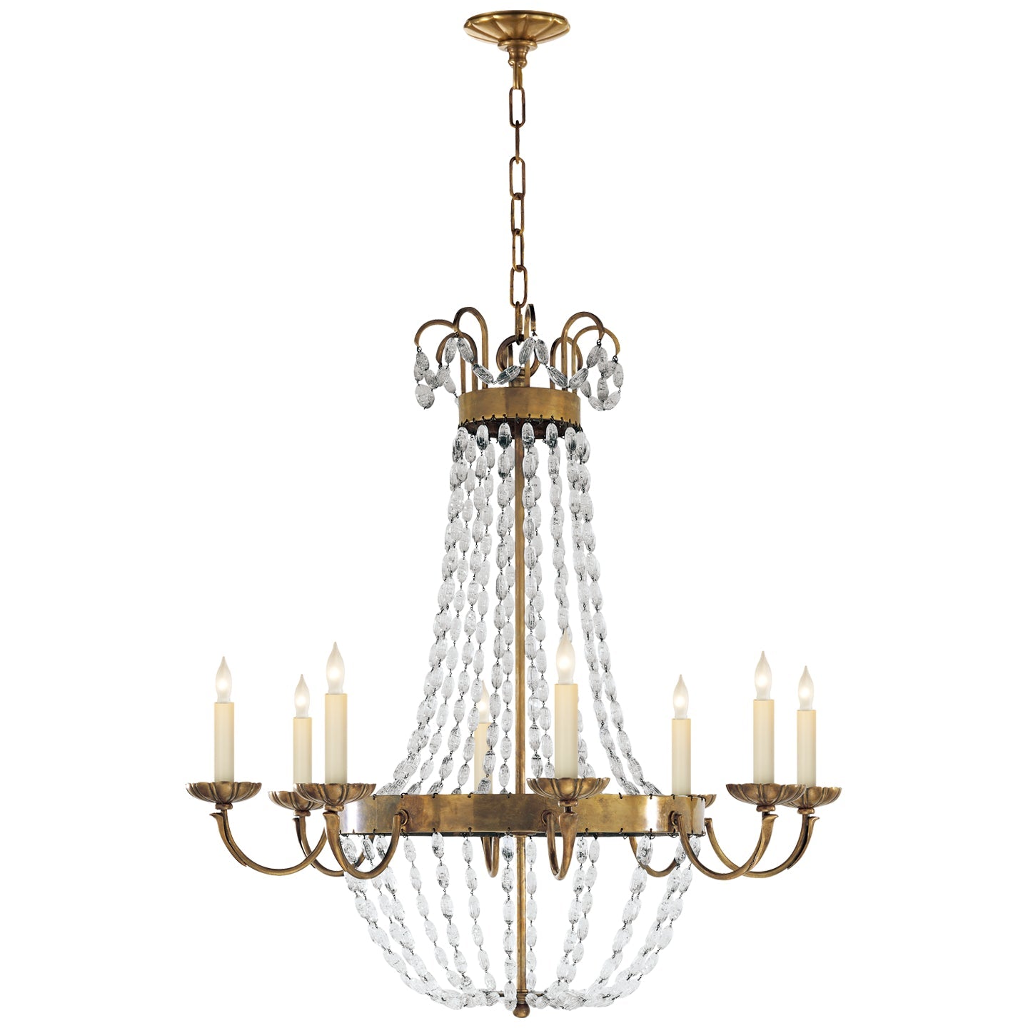 Product photo of the Paris Flea Market Eight Light Chandelier in Antique-Burnished Brass ( SKU# CHC 1408AB-SG )