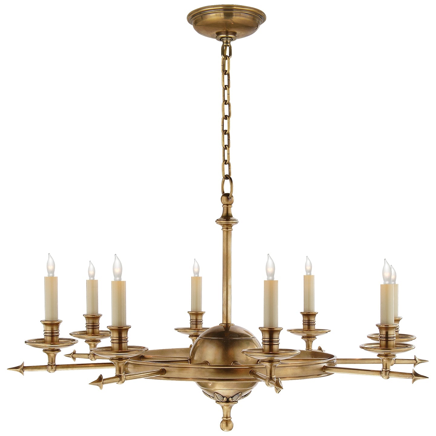 Product photo of the Leaf And Arrow Eight Light Chandelier in Antique-Burnished Brass ( SKU# CHC 1447AB )