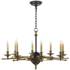 Product photo of the Leaf And Arrow Eight Light Chandelier in Bronze with Antique Brass ( SKU# CHC 1447BZ/AB )