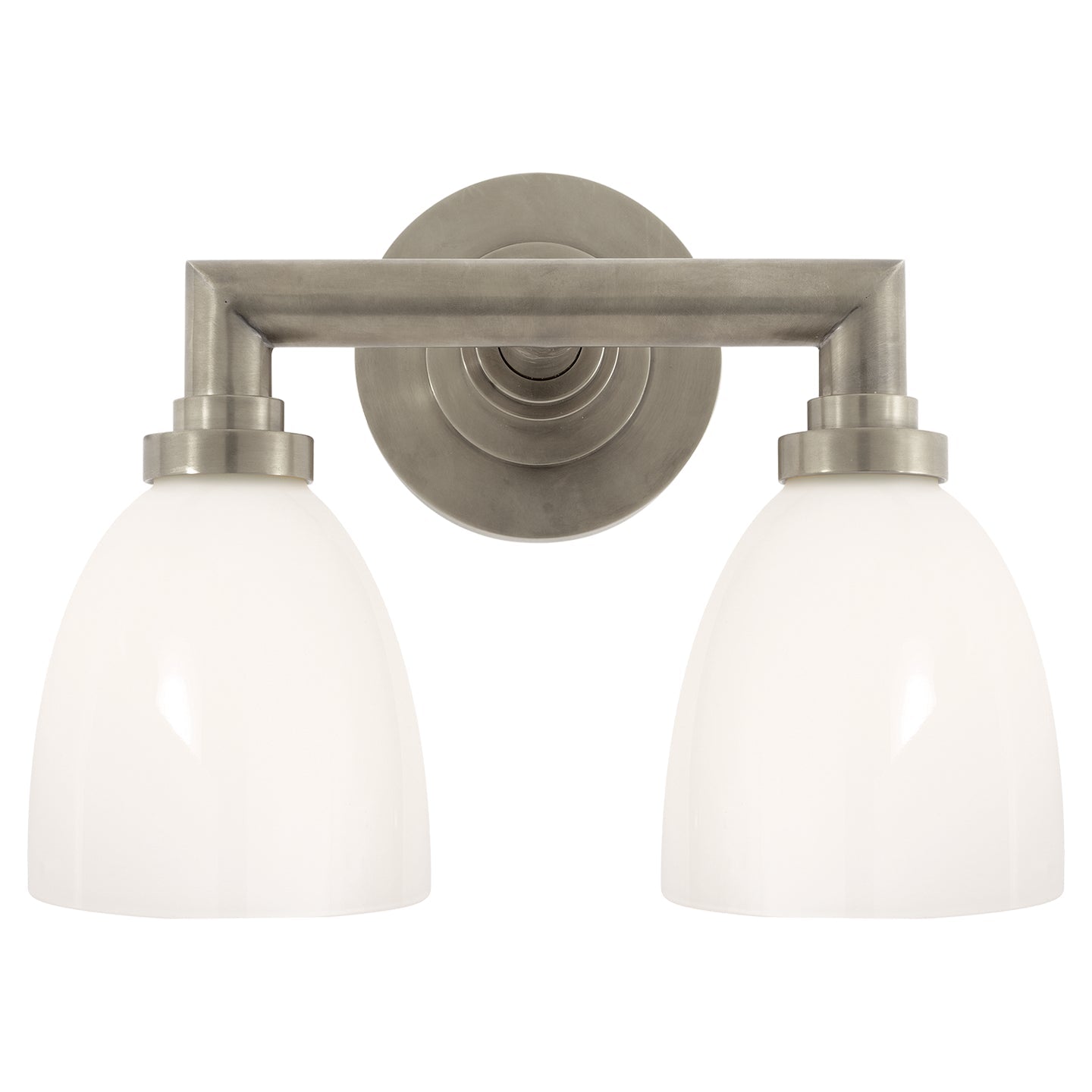 Product photo of the Wilton Two Light Bath Sconce in Antique Nickel ( SKU# SL 2842AN-WG )