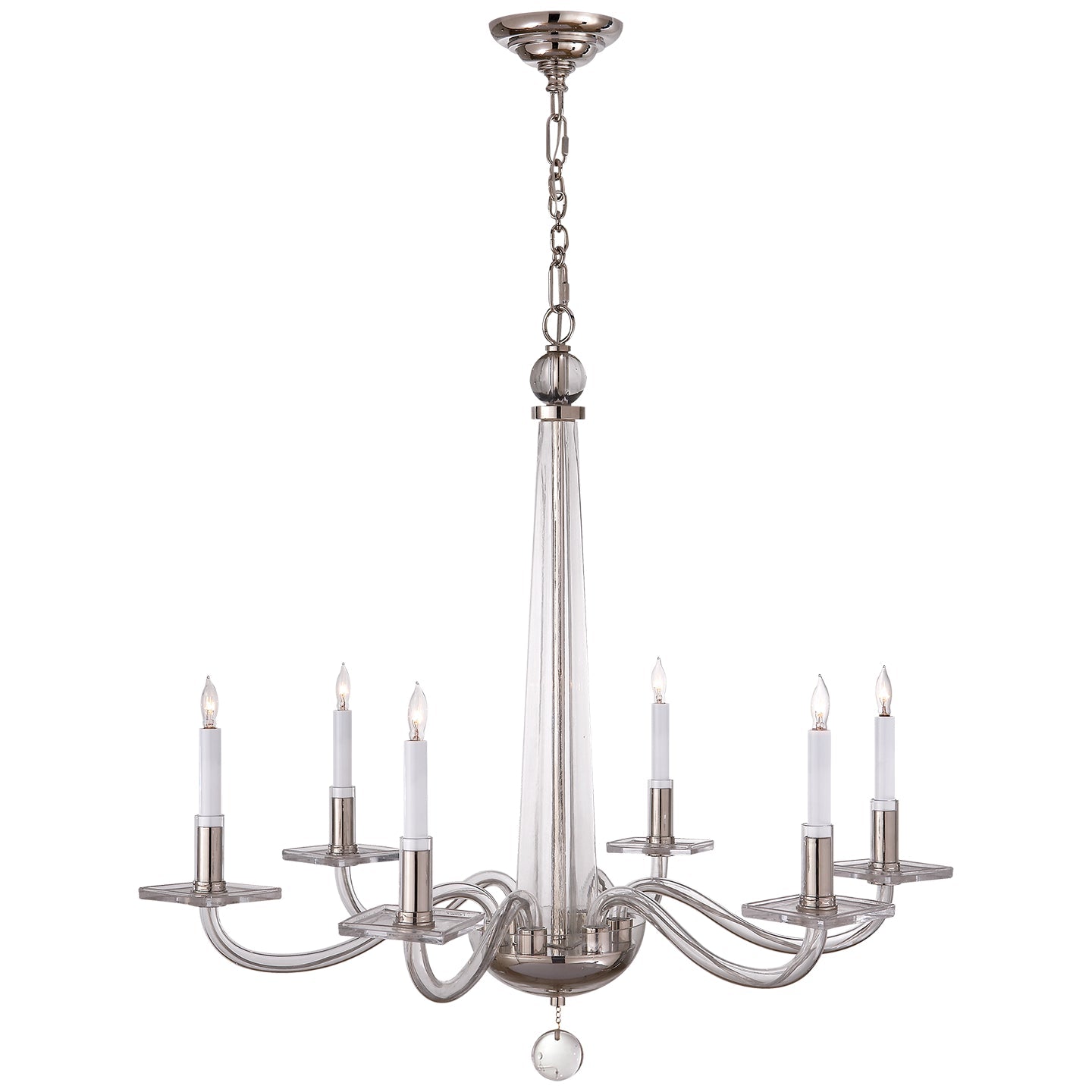 Product photo of the Bernardo Six Light Chandelier in Polished Nickel and Clear Glass ( SKU# CHC 1140PN )