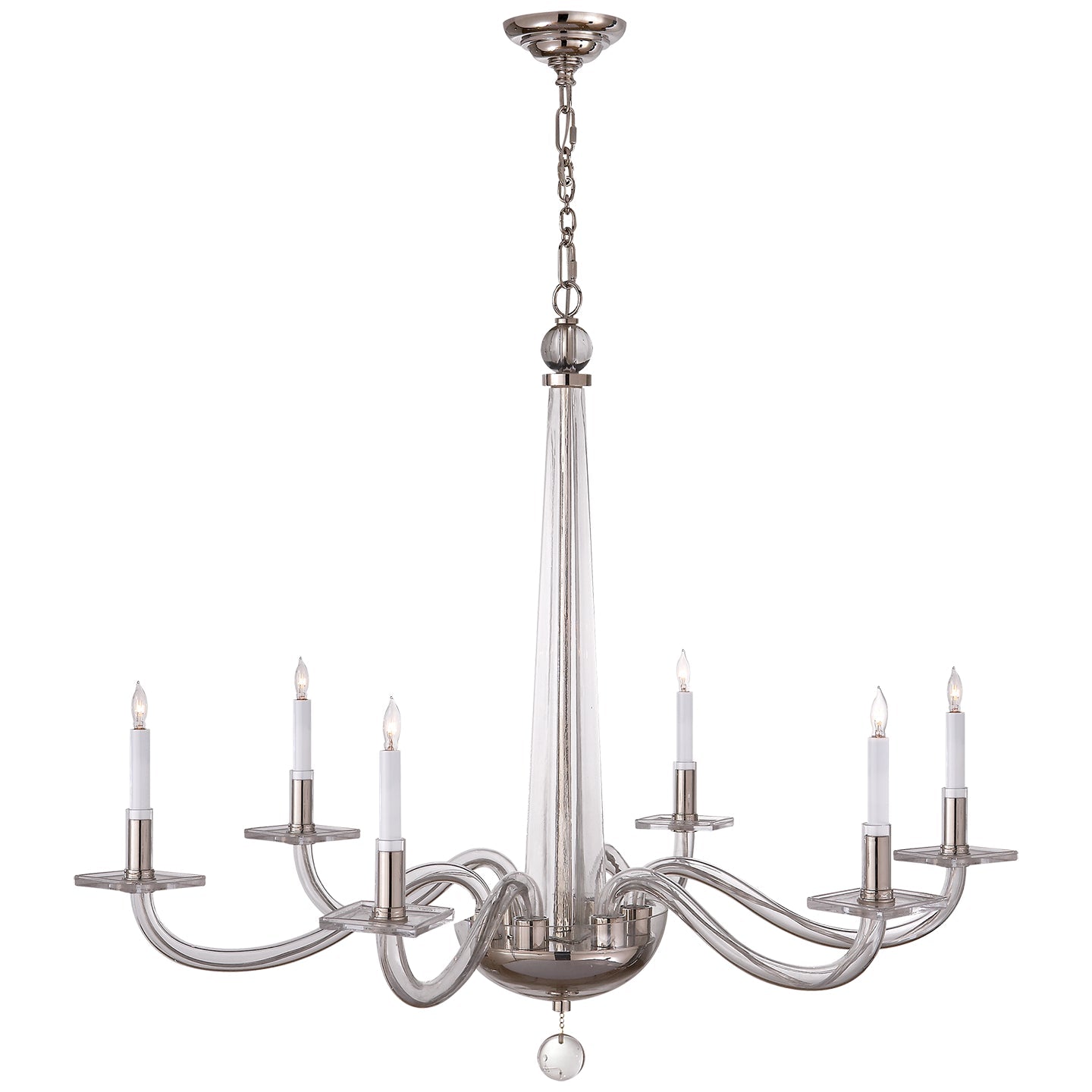 Product photo of the Bernardo Six Light Chandelier in Polished Nickel and Clear Glass ( SKU# CHC 1141PN )