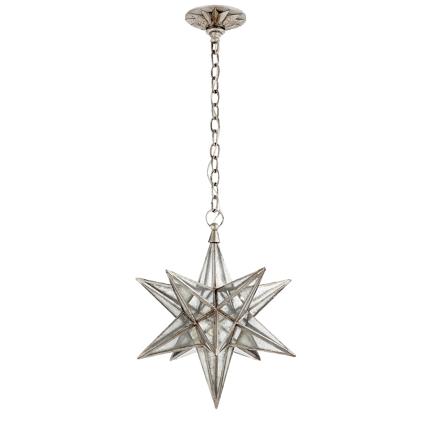 Product photo of the Moravian Star One Light Lantern in Burnished Silver Leaf ( SKU# CHC 5211BSL-AM )