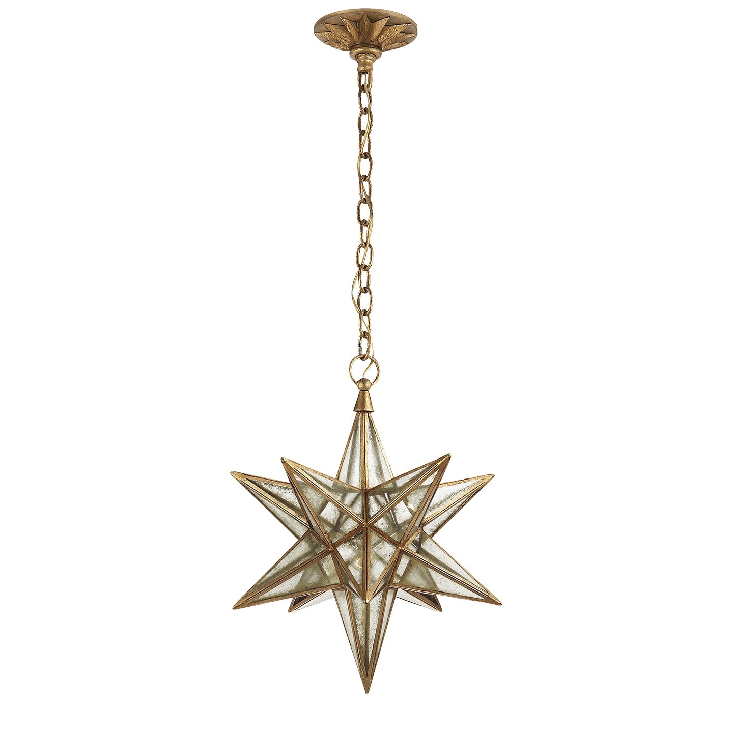 Product photo of the Moravian Star One Light Lantern in Gilded Iron ( SKU# CHC 5211GI-AM )