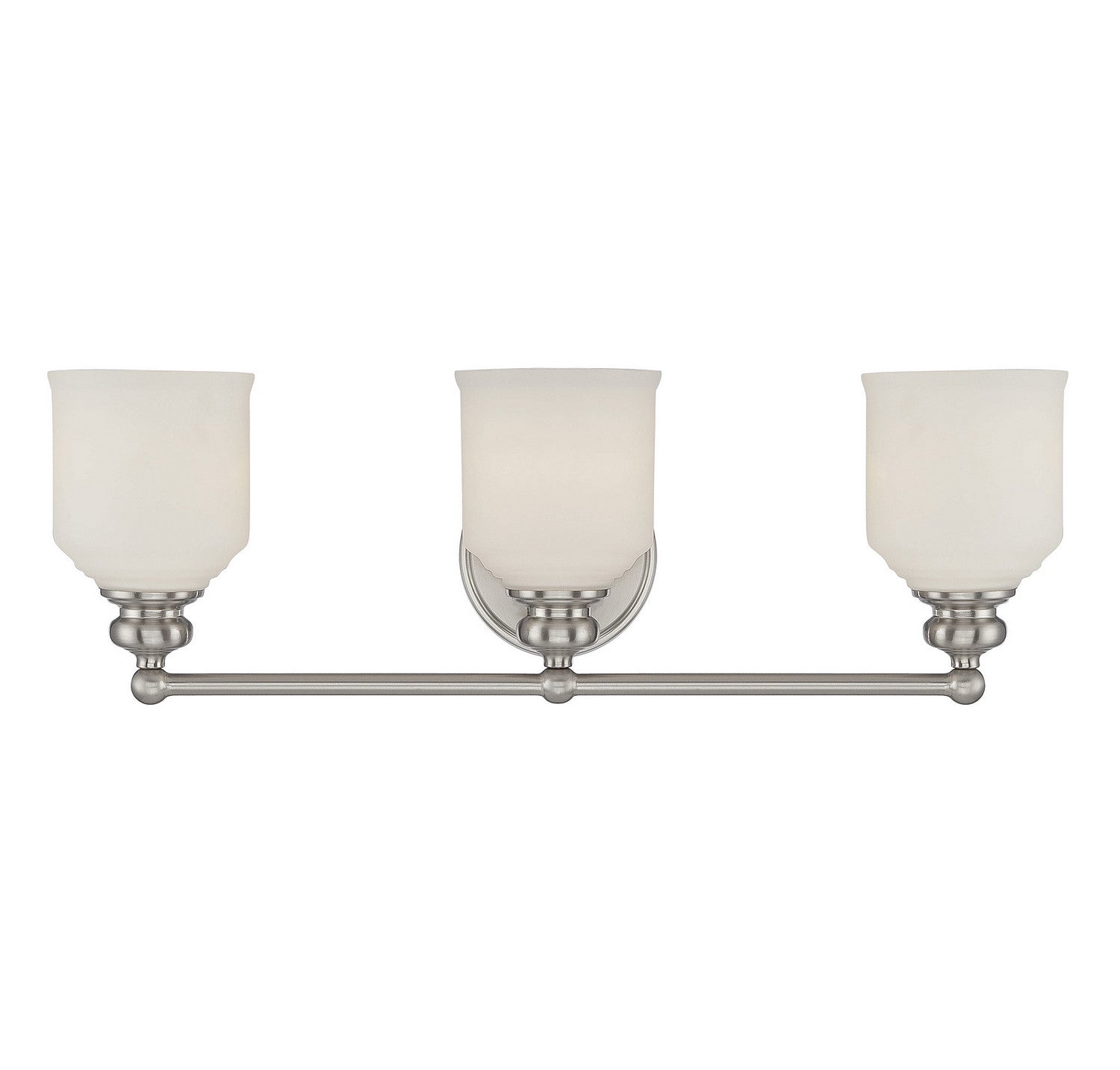 Product photo of the Melrose Three Light Bath Bar in Satin Nickel ( SKU# 8-6836-3-SN )