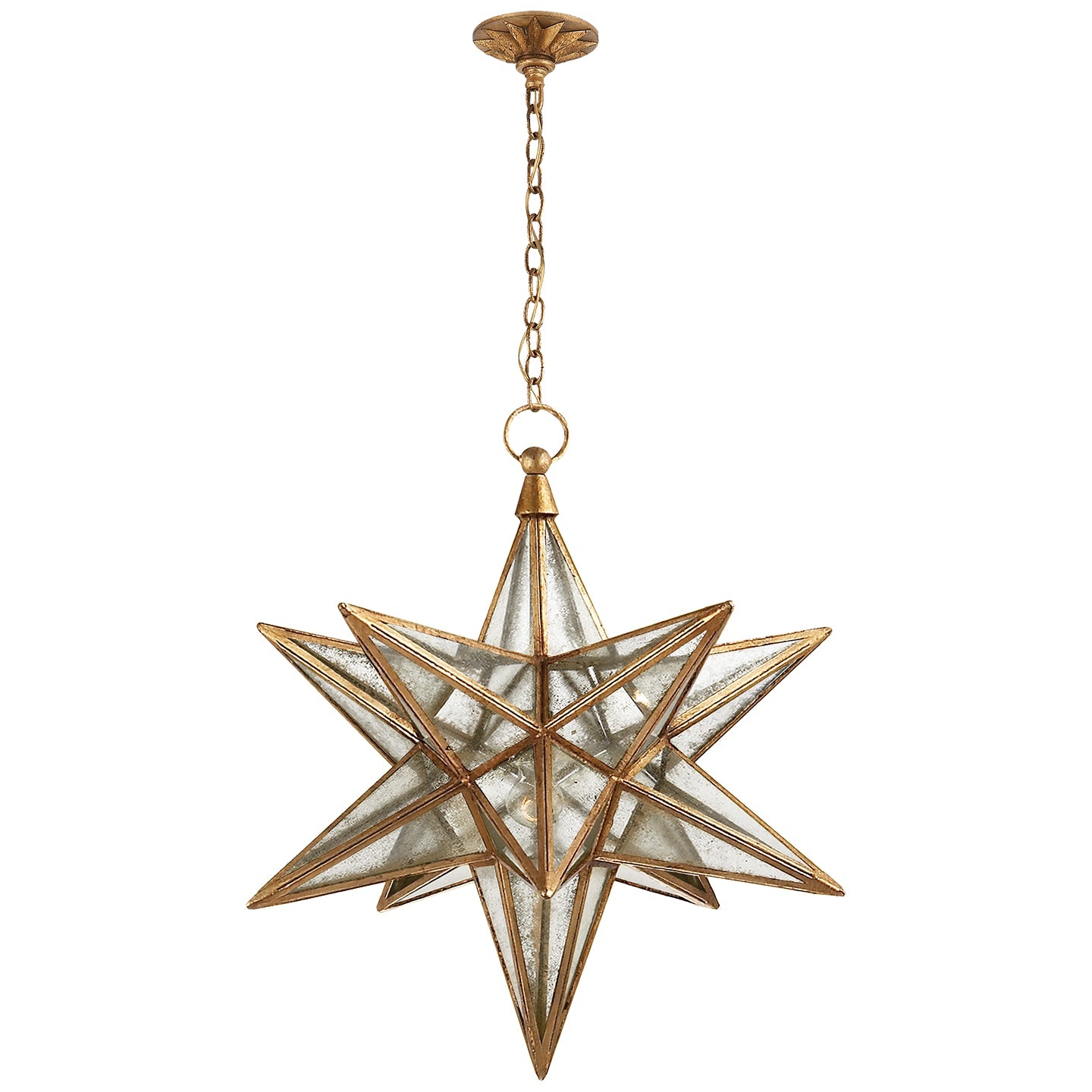 Product photo of the Moravian Star One Light Lantern in Gilded Iron ( SKU# CHC 5212GI-AM )