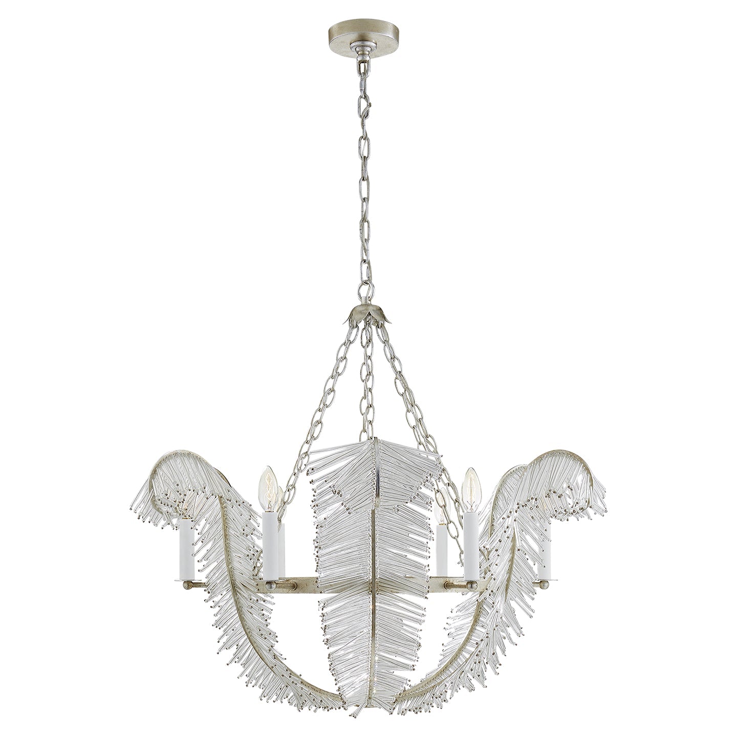 Product photo of the Calais Six Light Chandelier in Burnished Silver Leaf ( SKU# NW 5051BSL )