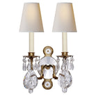 Product photo of the Yves Two Light Wall Sconce in Gilded Iron and Crystal ( SKU# TOB 2471GI/CG-PL )