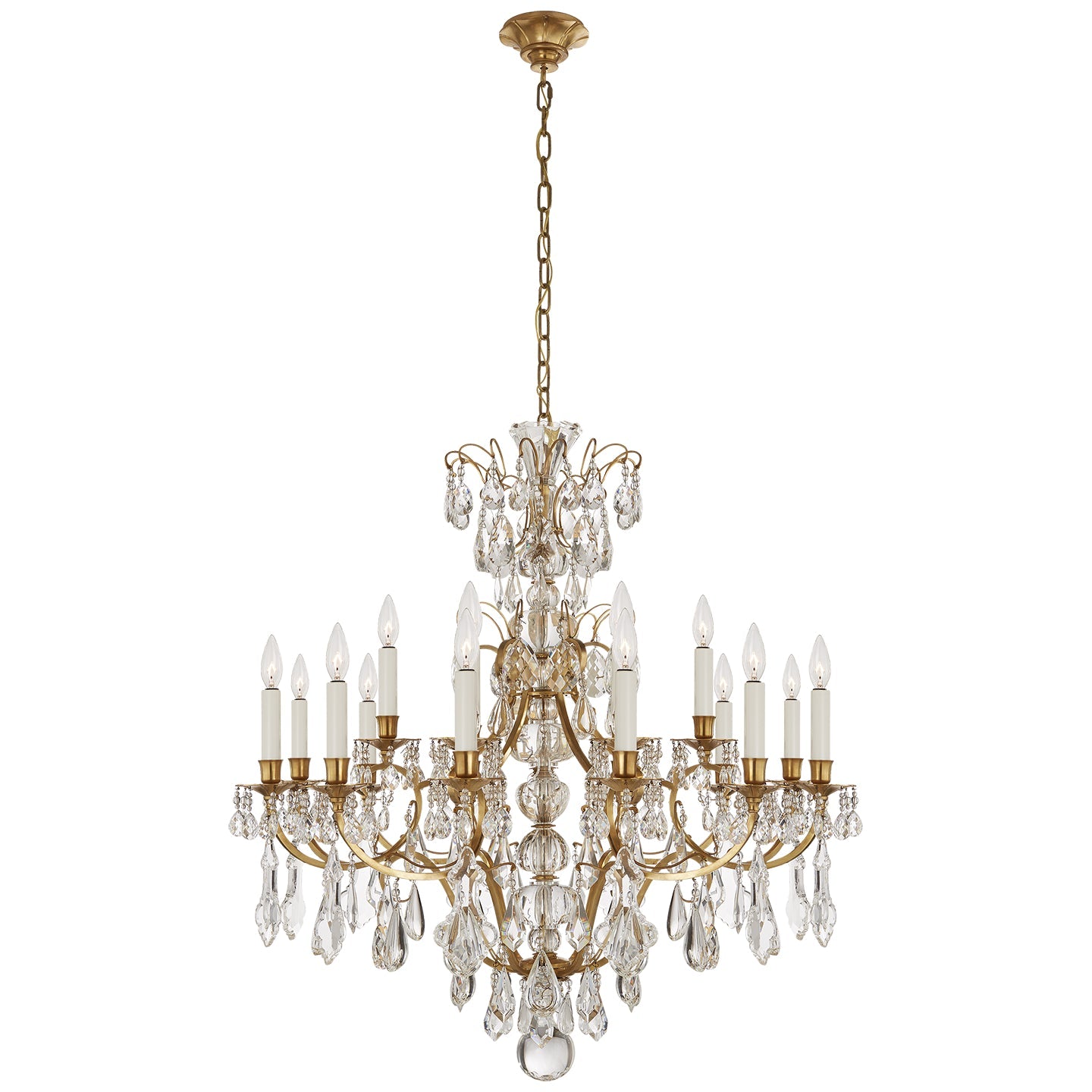 Product photo of the Antoinette 18 Light Chandelier in Natural Brass and Crystal ( SKU# RL 5311NB )