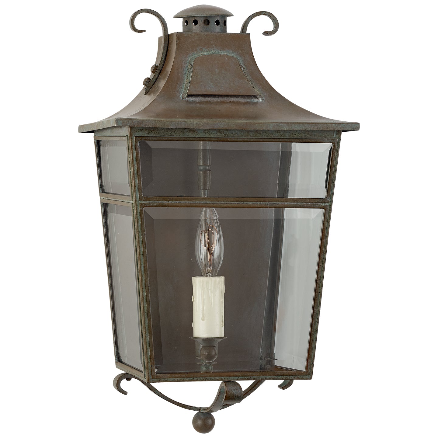 Product photo of the Carrington One Light Wall Lantern in Weathered Verdigris ( SKU# RL 2732WVG-CG )