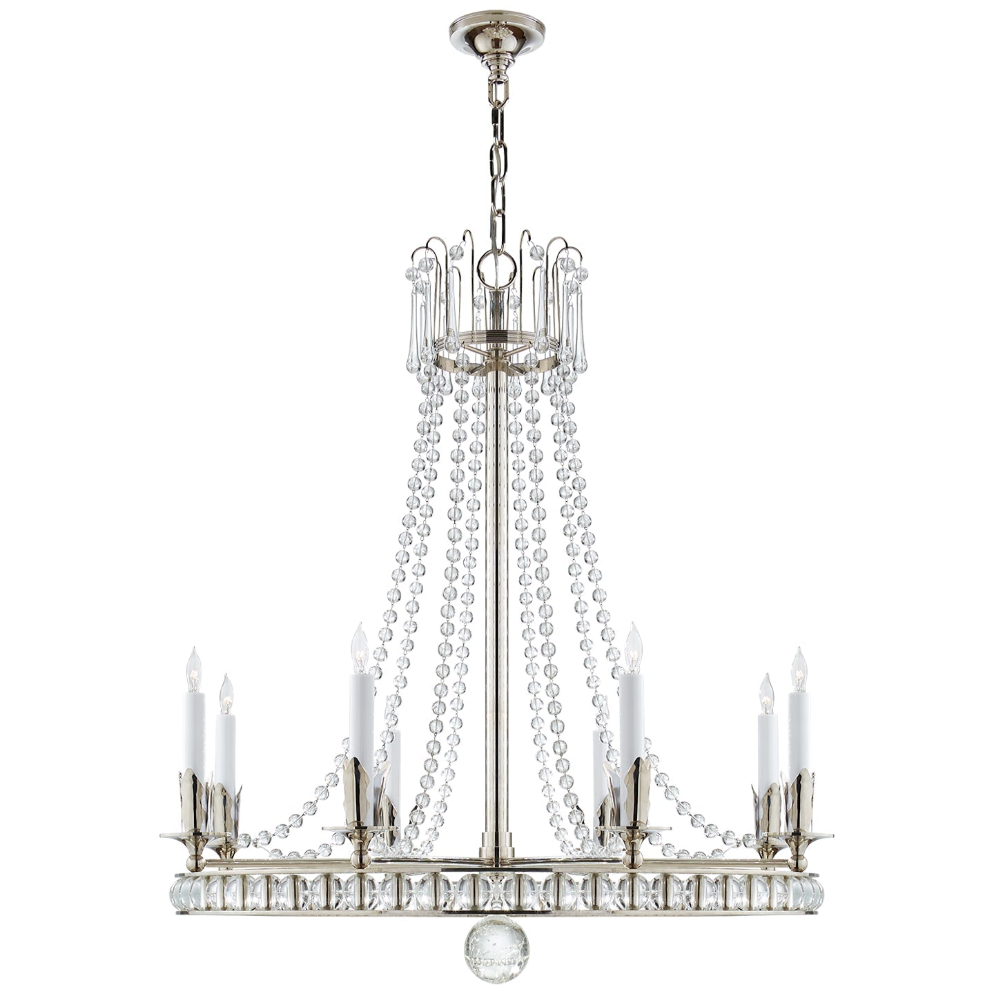 Product photo of the Regency Eight Light Chandelier in Polished Nickel ( SKU# SN 5108PN )