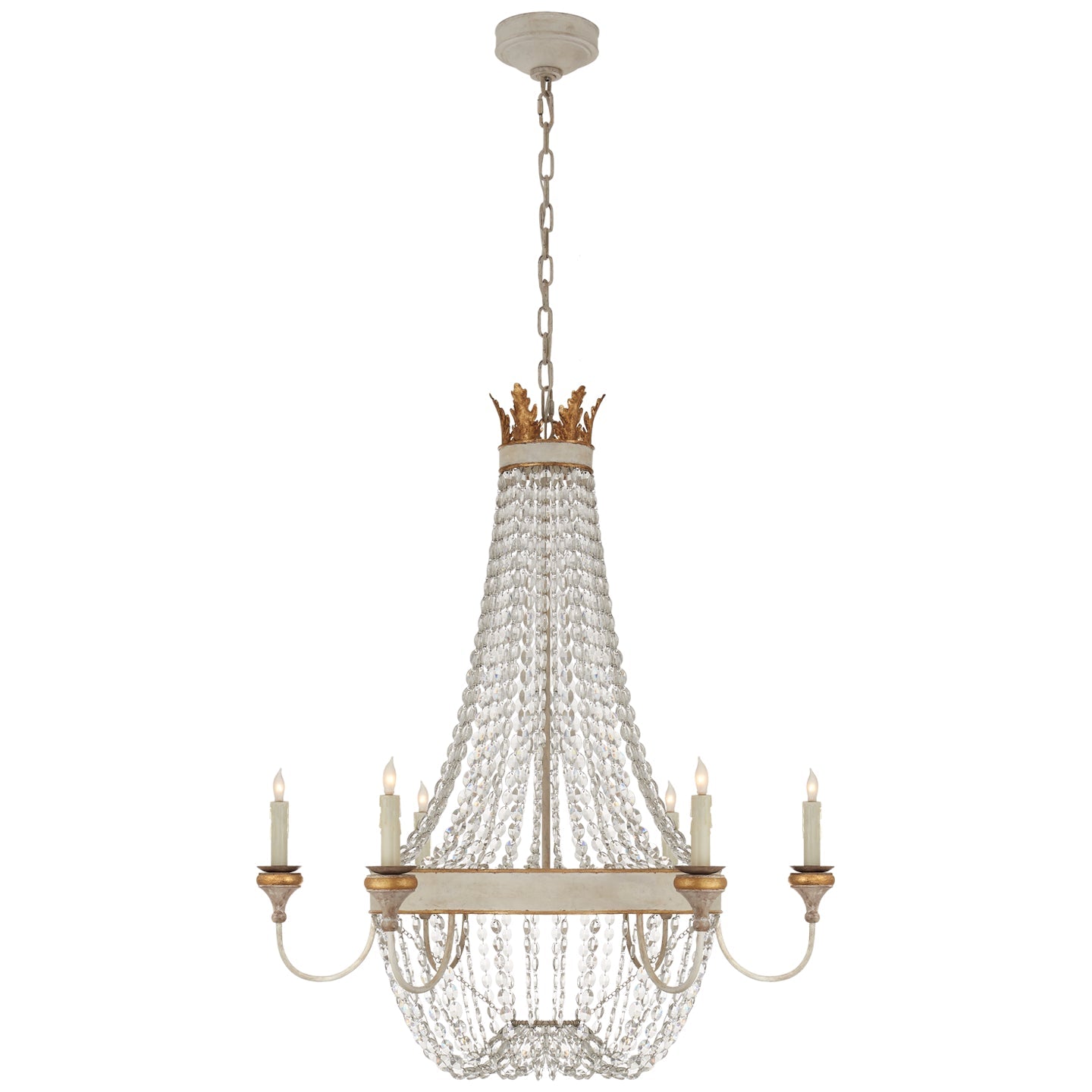 Product photo of the Entellina Six Light Chandelier in Vintage White and Gild ( SKU# JN 5016VWG-CG )