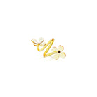 Gold flower-shaped earrings on a white background