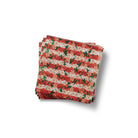 Stack of floral-patterned napkins on a white background