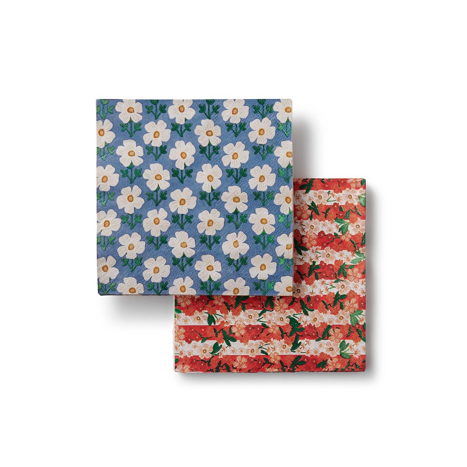 Two floral-patterned boxes on a white background