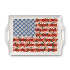Rectangular tray with floral American flag design on a white background
