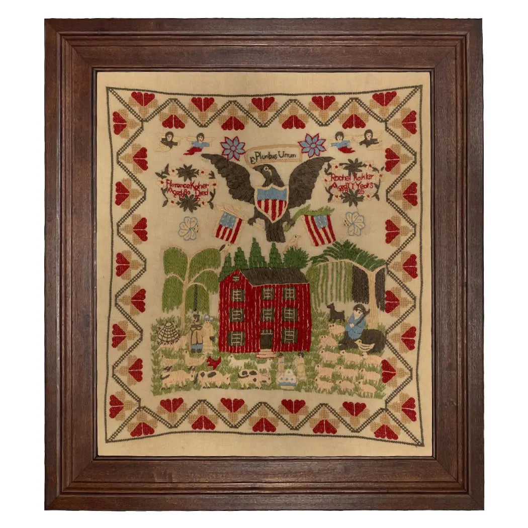 Americana Printed Embroidery Sampler Wall Art