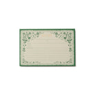 Recipe card with green floral border on a white background