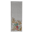 Floral embroidered towel on a white background