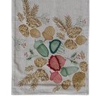 Decorative towel with acorn and leaf pattern on a neutral background
