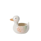 Ceramic duck-shaped planter on a white background