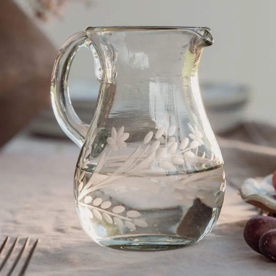 Bella Etched Glass Pitcher - Small