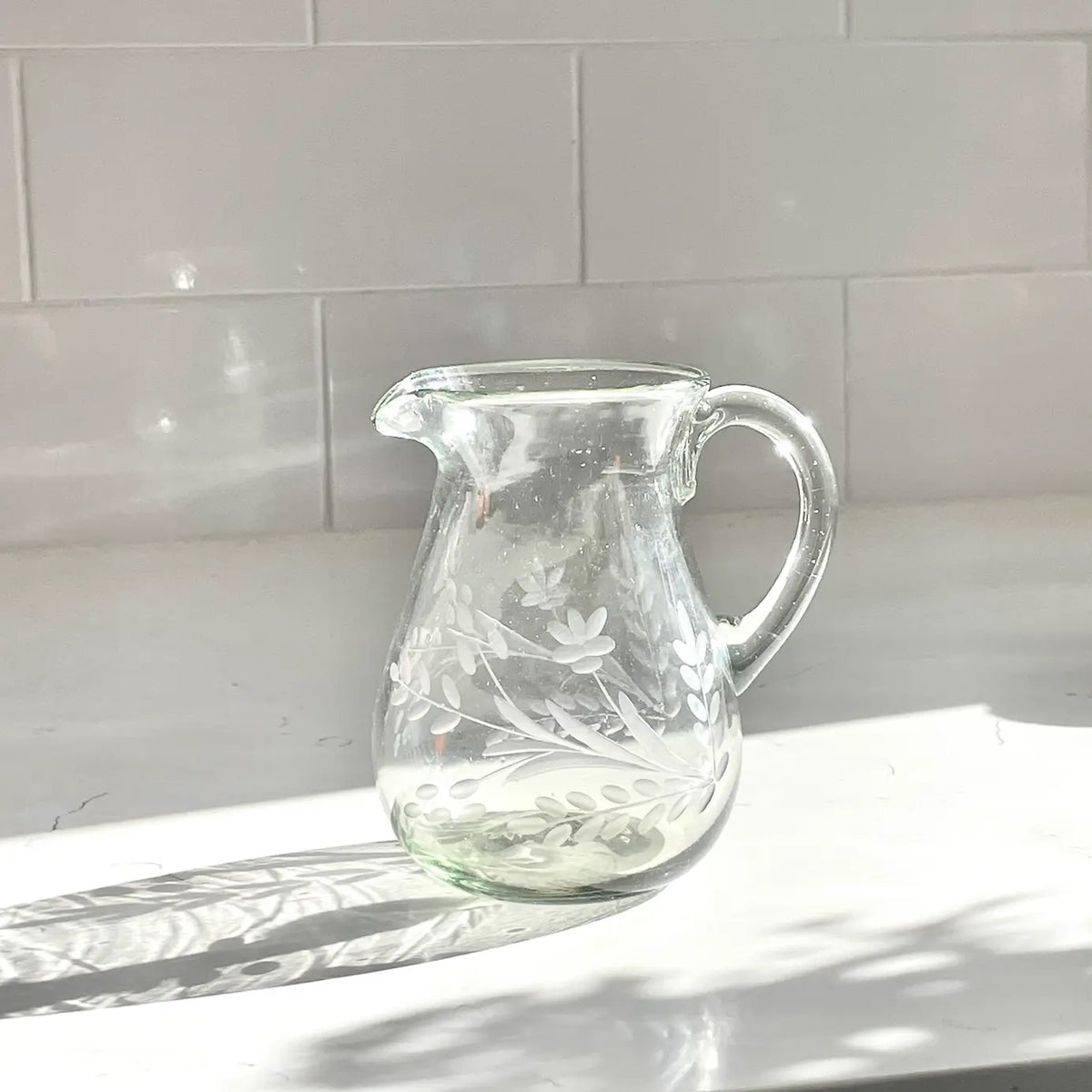 Bella Etched Glass Pitcher - Small