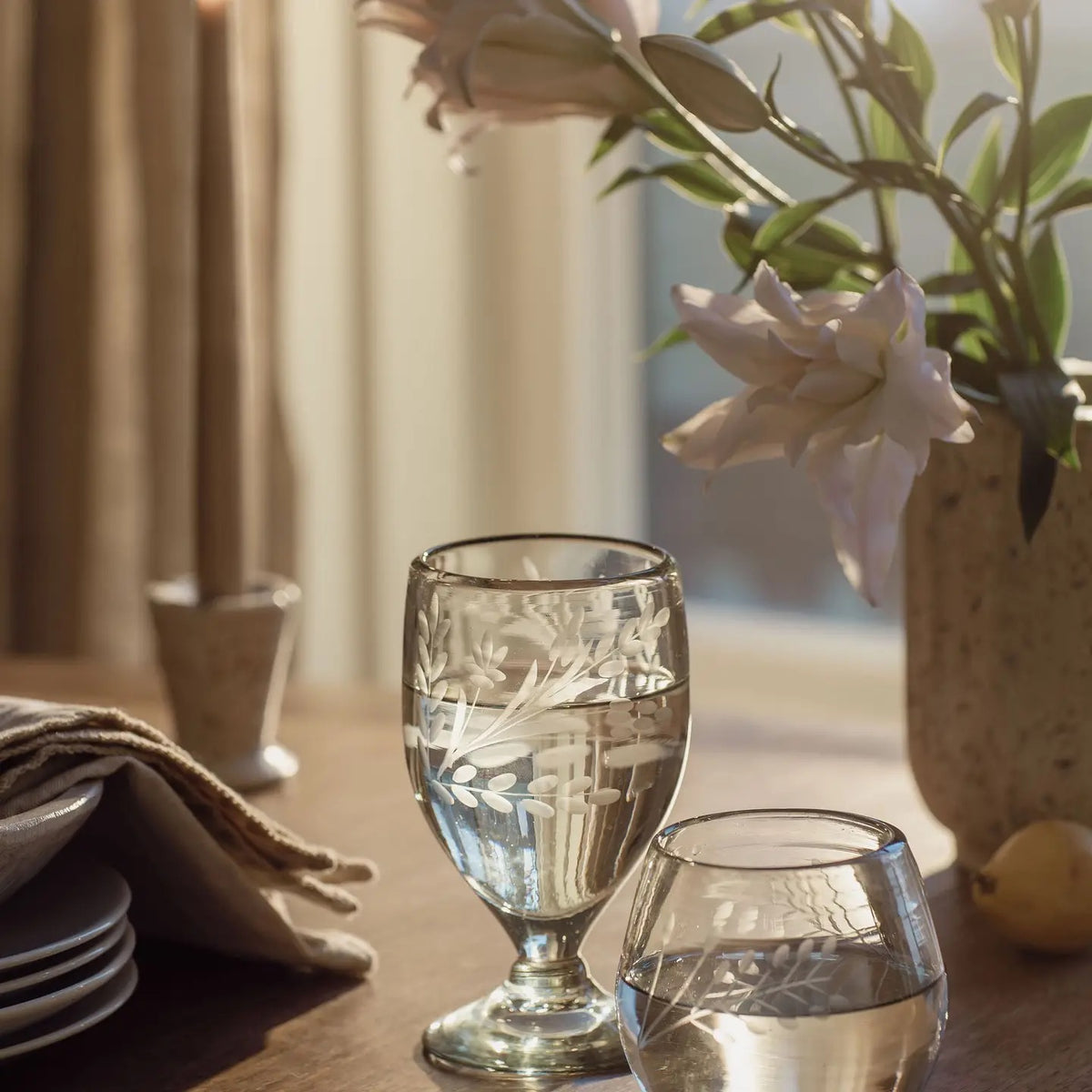 Bella Etched Wine Goblet