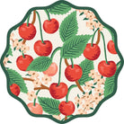 Decorative plate with cherries and leaves on a white background