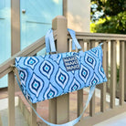 Blue Ikat Mahjong Tote Bag