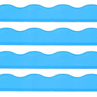 Four bright blue wavy-edged strips arranged horizontally on a white background.