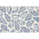 Pattern of blue oyster shells on a beige background